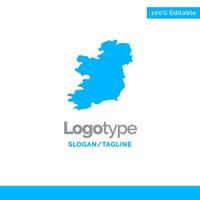 World Map Ireland Blue Solid Logo Template Place for Tagline vector