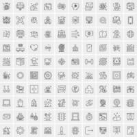 paquete de 100 iconos de líneas universales para móviles y web vector