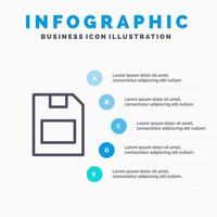 icono de línea de datos de almacenamiento de tarjeta de memoria de tarjeta con fondo de infografía de presentación de 5 pasos vector