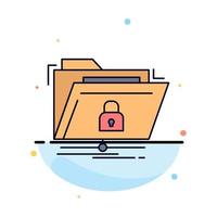 encryption files folder network secure Flat Color Icon Vector