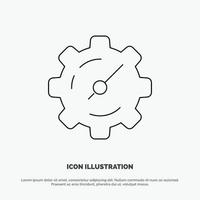 Gear Setting Timer Line Icon Vector