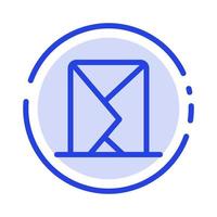 sobre de correo electrónico mensaje de correo enviado línea punteada azul icono de línea vector