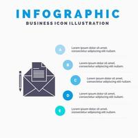 correo mensaje fax carta sólido icono infografía 5 pasos presentación antecedentes vector