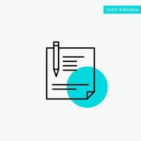 Contract Document File Page Paper Sign Signing turquoise highlight circle point Vector icon