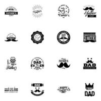 Happy fathers day greeting cards set 16 Black Vector typography lettering Usable for banners print You are the best dad text design Editable Vector Design Elements