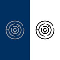Puzzle Arrow Strategy Target Point  Icons Flat and Line Filled Icon Set Vector Blue Background