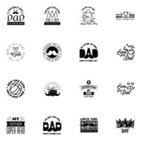 Set of fathers day 16 Black design elements Editable Vector Design Elements