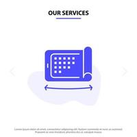 Our Services Mobile Display Technology Flexible Solid Glyph Icon Web card Template vector