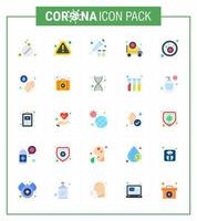 Novel Coronavirus 2019nCoV 25 Flat Color icon pack blood bacteria transmission flu pandemic ambulance viral coronavirus 2019nov disease Vector Design Elements