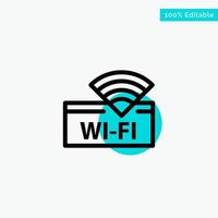 dispositivo de servicio wifi del hotel icono de vector de punto de círculo resaltado turquesa