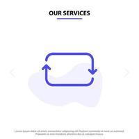 Our Services Back Front Twitter Sets Solid Glyph Icon Web card Template vector