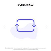 Our Services Back Front Twitter Sets Solid Glyph Icon Web card Template vector