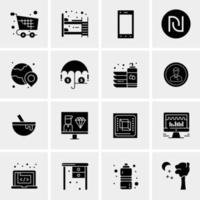 16 iconos de negocios universales vector ilustración de icono creativo para usar en proyectos relacionados con la web y dispositivos móviles