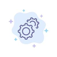 Gear Gears Setting Blue Icon on Abstract Cloud Background vector