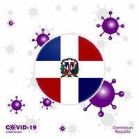 reza por república dominicana covid19 coronavirus tipografía bandera quédate en casa mantente saludable cuida tu propia salud vector