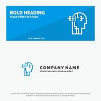 Artificial Human Man Head SOlid Icon Website Banner and Business Logo Template vector