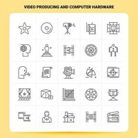 esquema 25 producción de video y conjunto de iconos de hardware de computadora diseño de estilo de línea vectorial conjunto de iconos negros paquete de pictogramas lineales diseño de ideas de negocios web y móviles ilustración vectorial vector