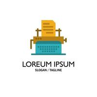 Typewriter Typing Document Publish Business Logo Template Flat Color vector