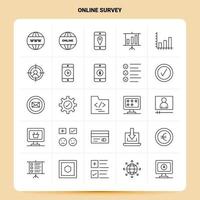 OutLine 25 Online Survey Icon set Vector Line Style Design Black Icons Set Linear pictogram pack Web and Mobile Business ideas design Vector Illustration