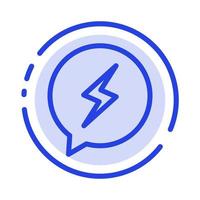 chat sms chat power línea punteada azul icono de línea vector