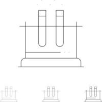 conjunto de iconos de línea negra audaz y delgada de ciencia de tubo de ensayo de laboratorio vector