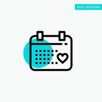 Calendar Day Love Wedding turquoise highlight circle point Vector icon