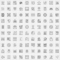 paquete de 100 iconos de líneas universales para móviles y web vector