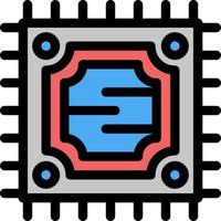 cpu microchip procesador color plano icono vector icono banner plantilla