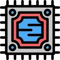 Cpu Microchip Processor  Flat Color Icon Vector icon banner Template