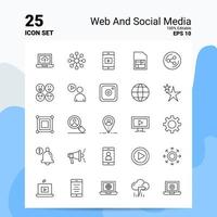 25 Web and Social Media Icon Set 100 Editable EPS 10 Files Business Logo Concept Ideas Line icon design vector