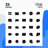 25 Chat Icon Set 100 Editable EPS 10 Files Business Logo Concept Ideas Solid Glyph icon design vector