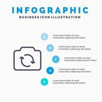 Camera Refresh Basic Ui Line icon with 5 steps presentation infographics Background vector