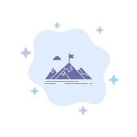 Achievement Aim Business Goal Mission Mountains Target Blue Icon on Abstract Cloud Background vector