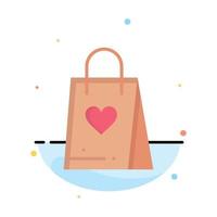 Shopping Love Gift Bag Abstract Flat Color Icon Template vector