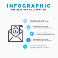 Mail Email Message Security Line icon with 5 steps presentation infographics Background vector