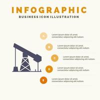 Construction Industry Oil Gas Solid Icon Infographics 5 Steps Presentation Background vector