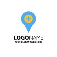 Location Map Navigation Pin Plus Business Logo Template Flat Color vector