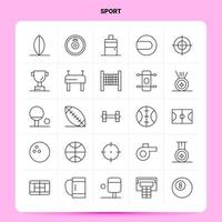 esquema 25 conjunto de iconos deportivos diseño de estilo de línea vectorial conjunto de iconos negros paquete de pictogramas lineales ideas de negocios web y móviles diseño ilustración vectorial vector