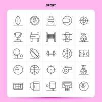 OutLine 25 Sport Icon set Vector Line Style Design Black Icons Set Linear pictogram pack Web and Mobile Business ideas design Vector Illustration