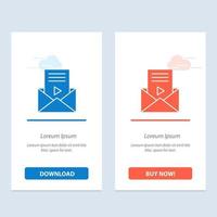 Mail Message Sms Video Player  Blue and Red Download and Buy Now web Widget Card Template vector