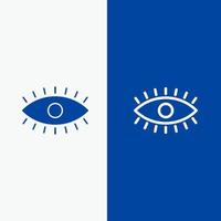 Eye Eyes Watch Design Line and Glyph Solid icon Blue banner Line and Glyph Solid icon Blue banner vector
