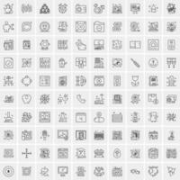 Pack of 100 Universal Line Icons for Mobile and Web vector