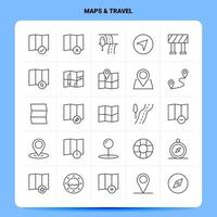 OutLine 25 Maps Travel Icon set Vector Line Style Design Black Icons Set Linear pictogram pack Web and Mobile Business ideas design Vector Illustration