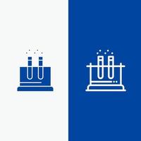 Lab Test Tube Science Line and Glyph Solid icon Blue banner Line and Glyph Solid icon Blue banner vector