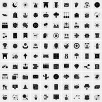 100 Business Icon Solid Glyph Vector Illustration