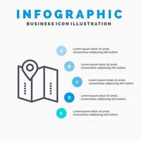 Map Location Directions Location  Line icon with 5 steps presentation infographics Background vector