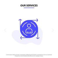 Our Services User Predication Arrow Path Solid Glyph Icon Web card Template vector