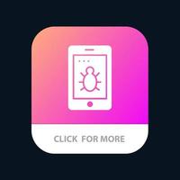 Mobile Security Bug Mobile App Button Android and IOS Glyph Version vector