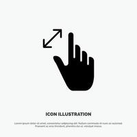 Expand Gestures Interface Magnification Touch solid Glyph Icon vector