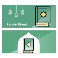 Ramadan Kareem concept banner with islamic  patterns vector